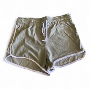 Love Streak Olive Green Soft‎ Stretchy Drawstring Athletic Womens Shorts Size L